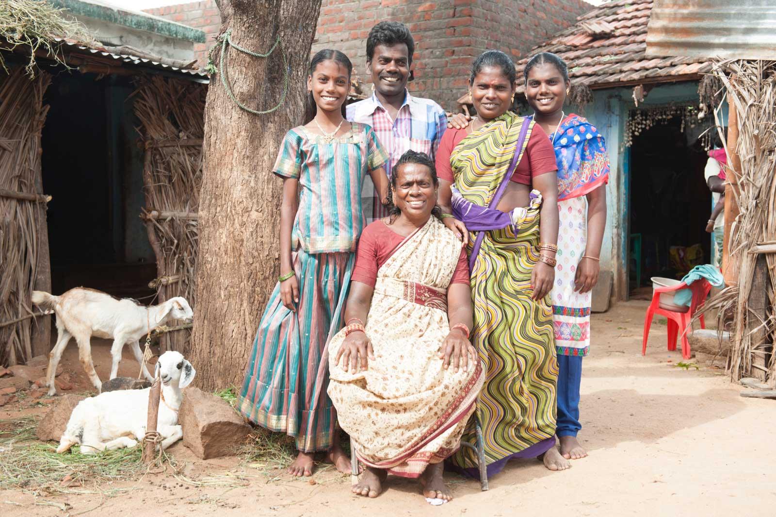 Annandhi with her family in front of their house