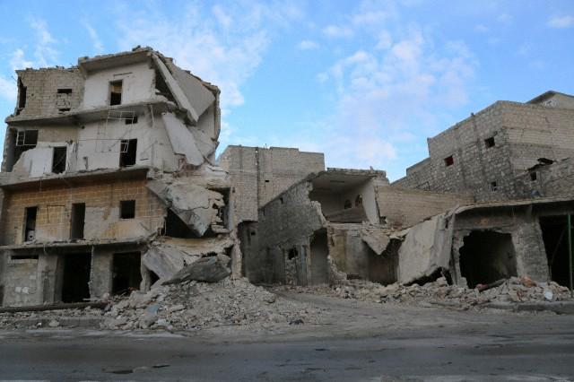 Bombed out buildings in Aleppo Syria