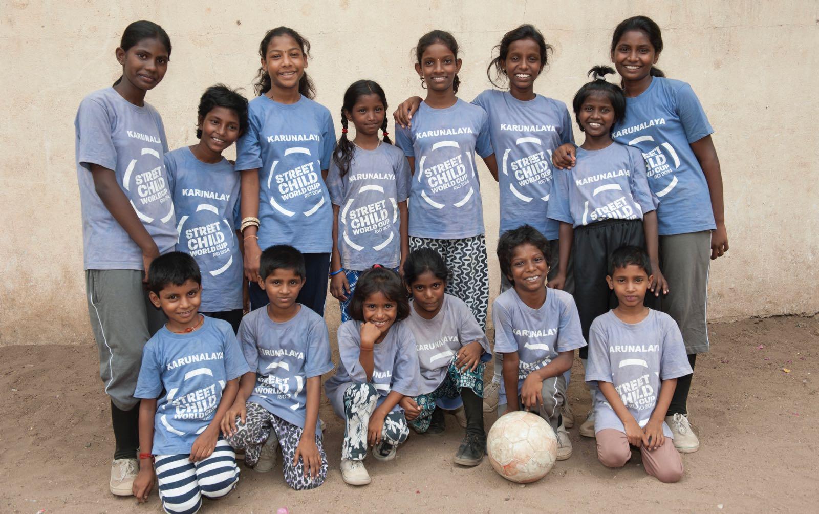 Team picture of girls playing soccer