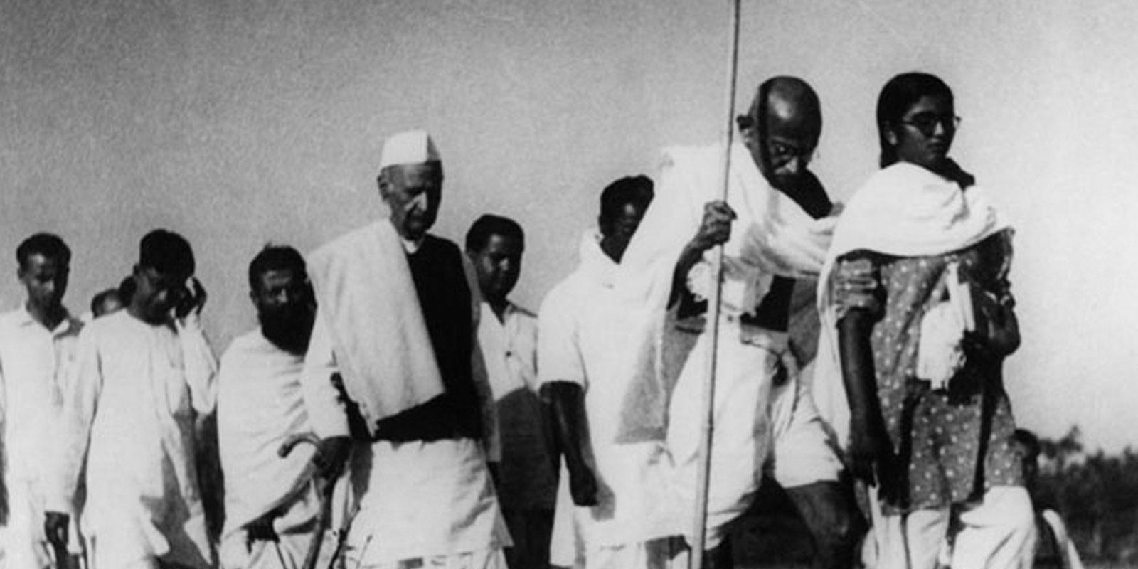Mahatama Gandhi marching
