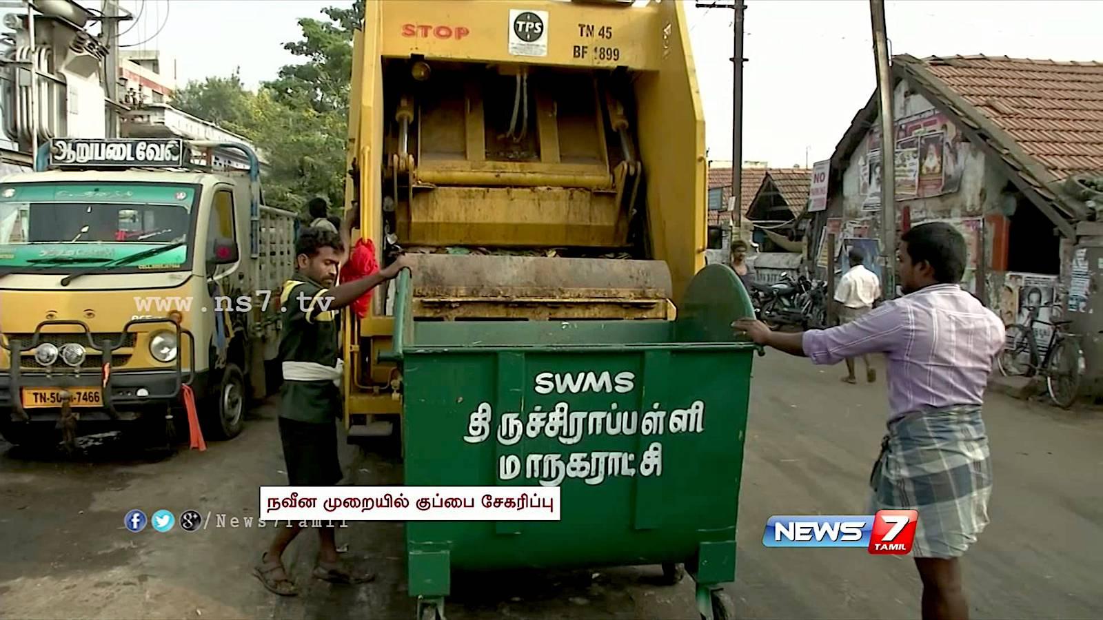 Garbage truck collecting waste in India