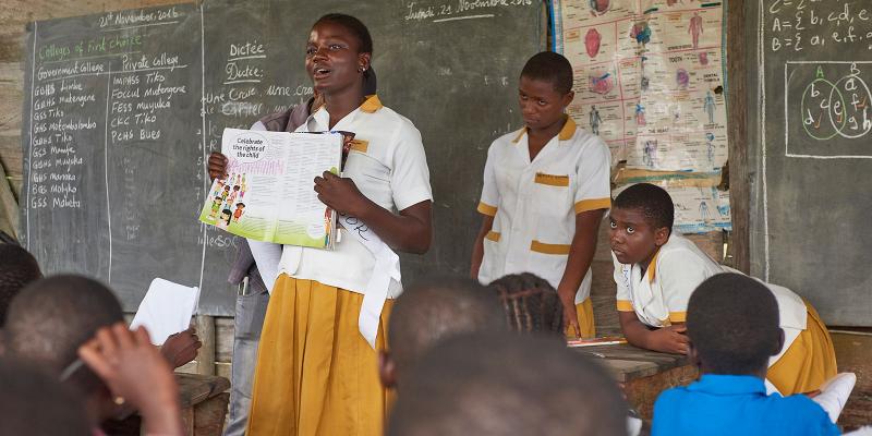 child rights ambassadors in classroom