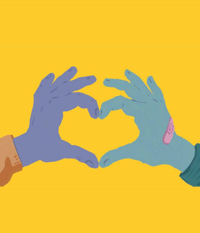 Hands forming heart illustration.