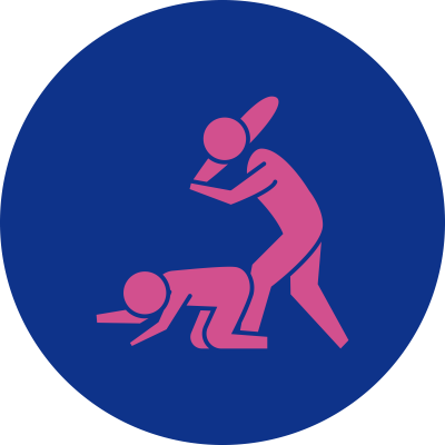 Icon man hitting child.