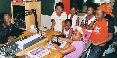 Children in a radio studio