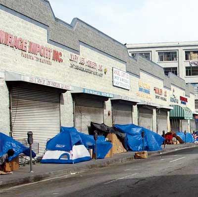 Tents on city street