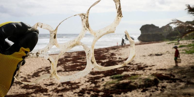 Plastic trash on beach