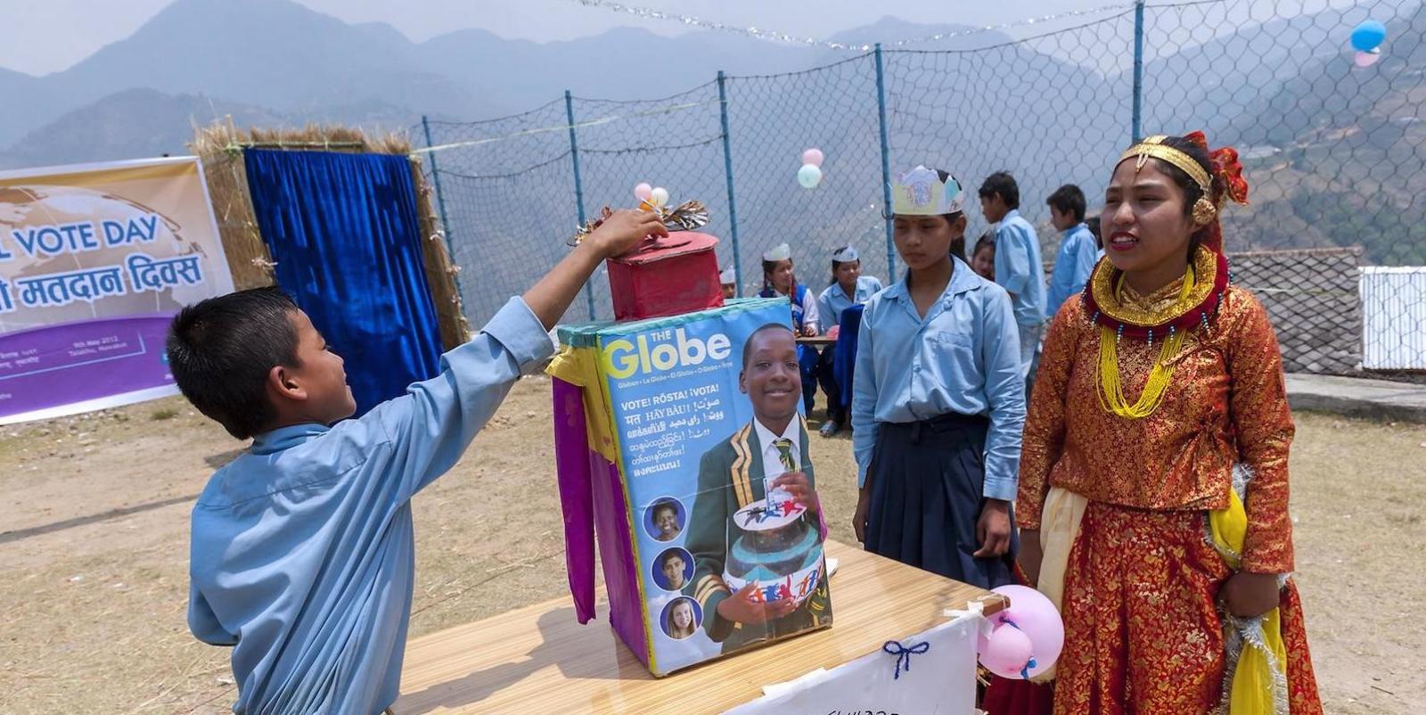 Nepali children voting